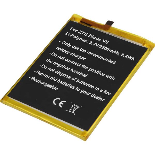 Avizar, Batteria Li-Polymer 3.8V Per Zte Blade V6 Sostituzione Smartphone 2200Mah, Nero-image