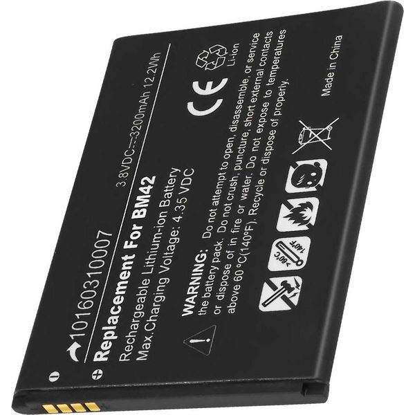 Avizar, Batteria Di Ricambio BM42 Per Redmi Note Li-Ion 3.8V 3200Mah 12.2Wh, Nero-image
