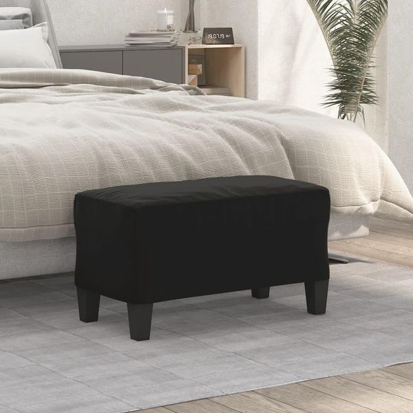 Panca The Living Store Nera 70X35X41 Cm In Tessuto Microfibra-image