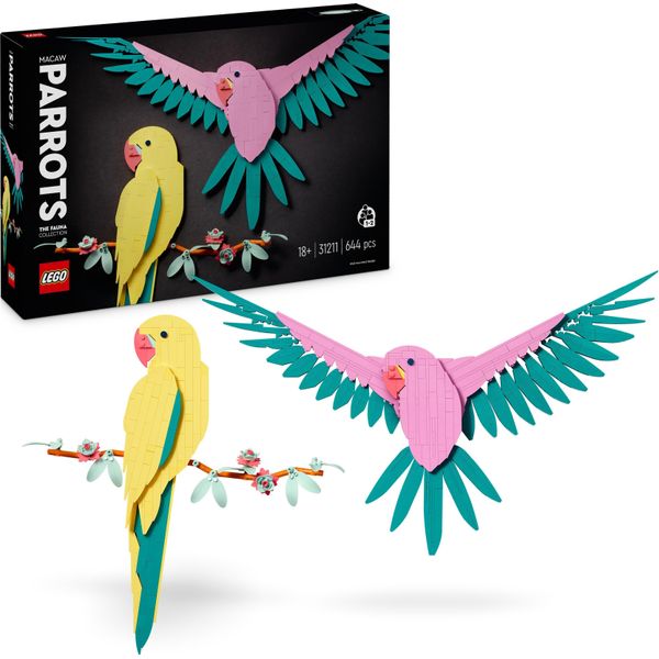 Lego Art The Fauna Collection - Macaws, Murale Con Motivo Animale Per Il Soggiorno O L'ufficio, Decorazione Da Parete Costruibile Con Immagine Di Pappagallo, Artigianato Per Adulti, Regalo Per Donne, Uomini, Lui E Lei 31211-image