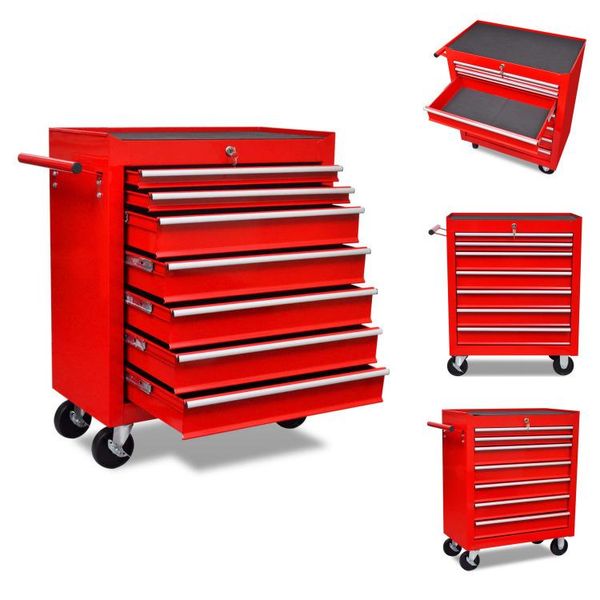 Carrello Da Officina Rosso 7 Cassetti - Carrelli E Carrelli Manuali-image
