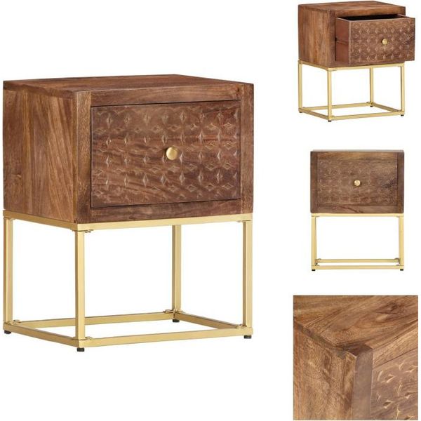 Vidaxl Comodino 40X30X50 Cm In Legno Massiccio Di Mango - Comodini-image