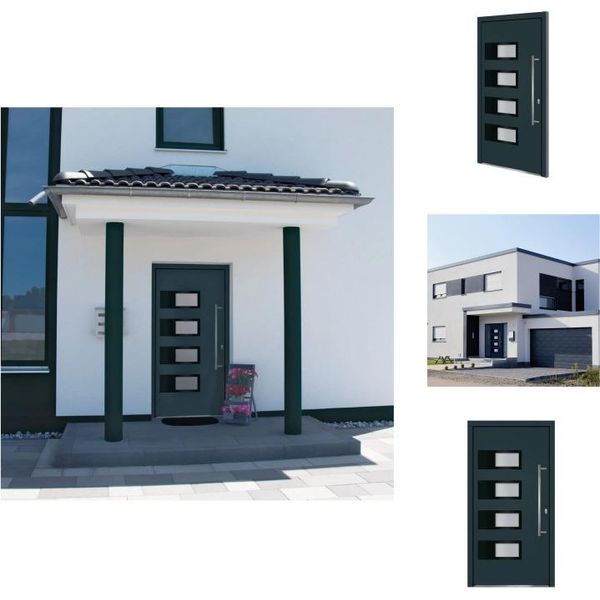 Vidaxl Porta D'ingresso Antracite 110X210 Cm Alluminio E Pvc - Porte D'ingresso-image