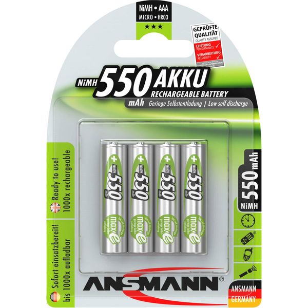 Ansmann - Batteria 4 X Tipo Aaa - Nimh - (Ricaricabile) - 550 Mah-image