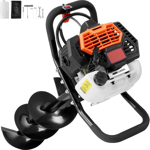 Succebuy Trivella Per Pozzi, A Benzina, 43 Cc, 1250 W, Punta Da 8", Arancione+Nero"-image