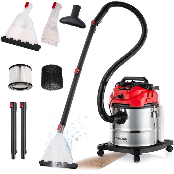 Aspirapolvere Lehmann, 1600 W, Contenitore Da 20 Litri, 4,3 L Di Pulizia, Filtro Hepa, Aspirapolvere A Umido Per Tappeti E Tappezzeria-image