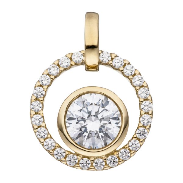 Runder AnhäNger Jobo, Gold (Gelbgold 333), SchmuckanhäNger, Damen, Gelbgold 333, Rund 333 Gold Mit Zirkonia-image