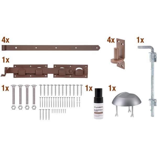 Torbeschlag Alberts "Duravis Beschlagssortiment", Braun (Rostbraun), Stahl, BeschläGe, FüR Doppeltore, Duplexbeschichtet-image