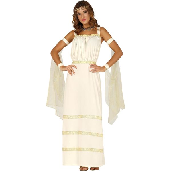 Costume Carnevale Antico Dea Greca Romana Abbigliamento Elegante Mitologia Carnevale Festival Dee Stile Travestimento Chic Bellissimo, Taglia: 42 - 44 (L) Colore: Beige-image
