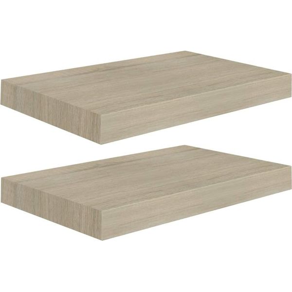Vidaxl Mensole Galleggianti A Parete 2 Pz. Mdf Color Rovere 40X23X3,8Cm-image
