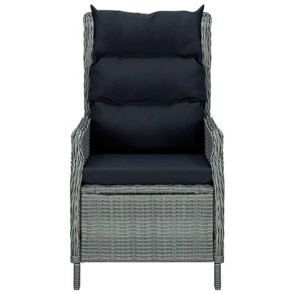 Poltrona Da Giardino Regolabile Con Cuscini In Poly Rattan Grigio Chiaro-image