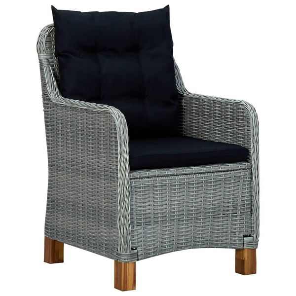 Vidaxl Sedie Da Giardino Con Cuscino 2 Pz. Poli Rattan Grigio Chiaro-image