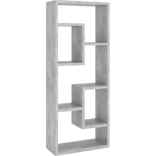 Vidaxl Scaffale A Muro Grigio Cemento 36X16X90 Cm Materiale A Base Di Legno-image