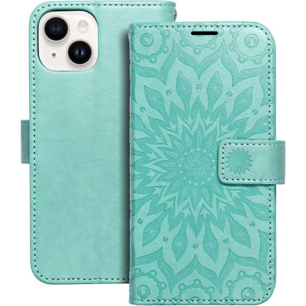 Mezzo Custodia A Libro Per Apple Iphone 14 Mandala Verde-image