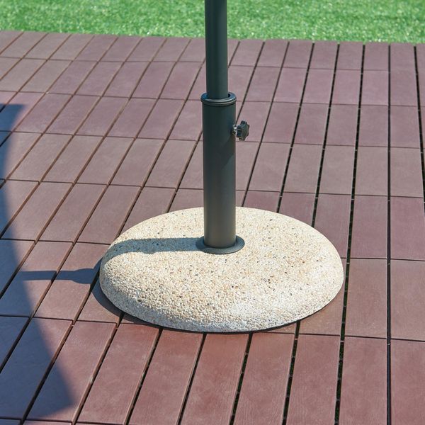 Supporto Per Ombrellone 'Bitritto' In Cemento Ø45X6 Cm Rotondo 20 Kg Effetto Pietra, Beige-image