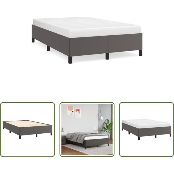 The Living Store Struttura Letto Grigia 120X190 Cm In Ecopelle-image