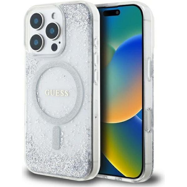Guess Guhmp16Lrgrges Custodia Rigida Iphone 16 Pro 6.3 Srebrny/Argento Resina Gradiente Glitter Magsafe-image