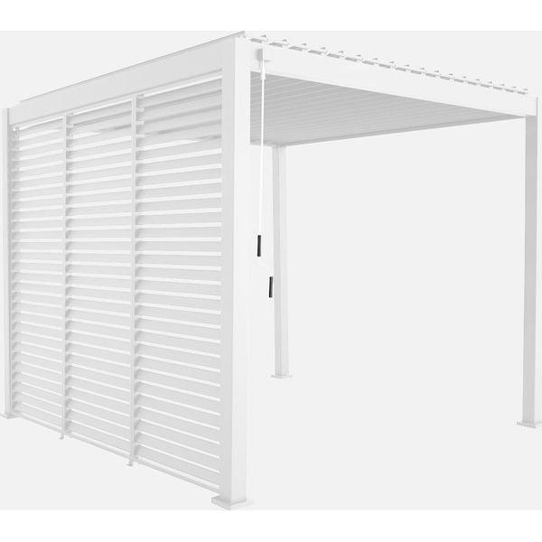 Pergola Bioclimatica 3X3M In Alluminio Con Lamelle Orientabili V2 + 3 Persiane, Bianco-image