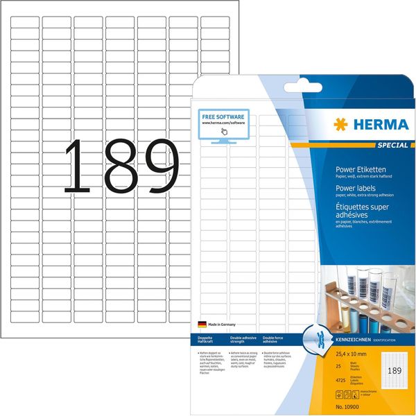 Herma Herma Etichette A4 25,4X10 Mm Bianco Carta Ad Adesione Extra Forte Opaca 4725 Pz.-image