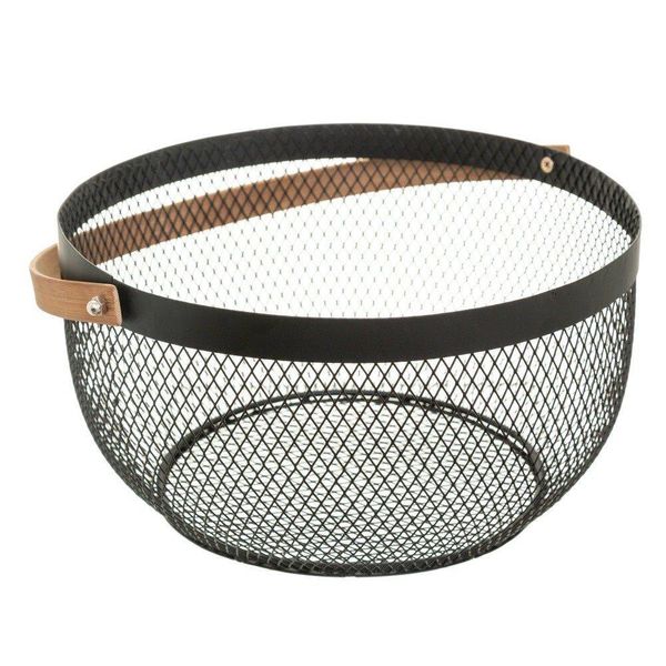 5Five Simply Smart Aufbewahrungskorb Mesh, Obstkorb Mit Tragegriff, Metall, Bambus, 29 Cm, 162151-image