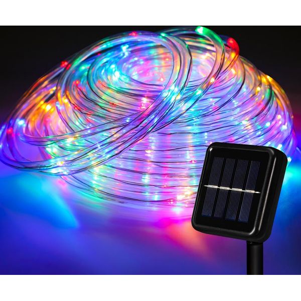 Yakimz Led Luce Di Corda Solare Luci Di Fata All'aperto, Con Timer E 8 Modalità, Luce Di Corda Solare All'aperto, Luci Di Fata Solare Balcone, Colorato, 22 Metri, 200 Led-image
