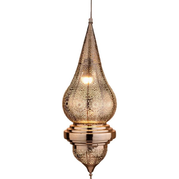 Lampada A Sospensione Orientale Inanna Argento 66Cm Metallo | Look Orientale-image