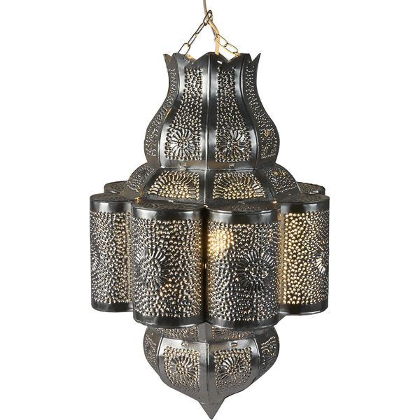 Lampada Harun In Argento 45Cm | Plafoniera Marocchina In Metallo-image