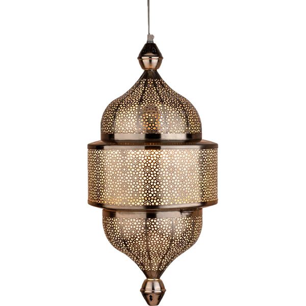 Lampada A Sospensione Orientale Ihdaa Argento 56Cm | Fatto A Mano & Boho-image