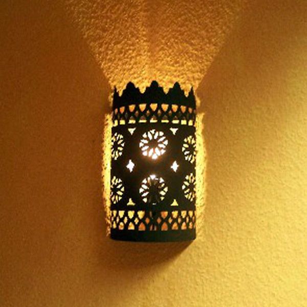 Lampada Da Parete Orientale Lera H?30 Cm | Metallo Patinato Lavorato A Mano-image