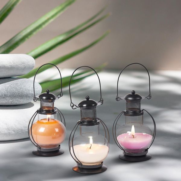 Set Di 3 Candele Profumate In Mini Lanterna Come Decorazione Da Tavolo-image