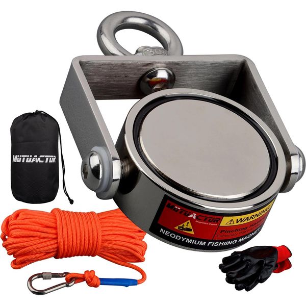 Magnete Da Pesca Al Neodimio, Forza Di Trazione 1200LB, Corda Per Impieghi Gravosi, 600LBS Ruotabile, Forza Di Trazione Verticale, 600LBS Ruotabile, Forza Di Trazione Verticale-image