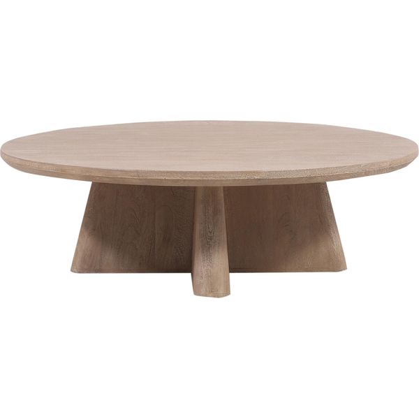 Tavolino Adelina Ø 120 Cm In Legno Massiccio Di Mango In Stile Scandi-image