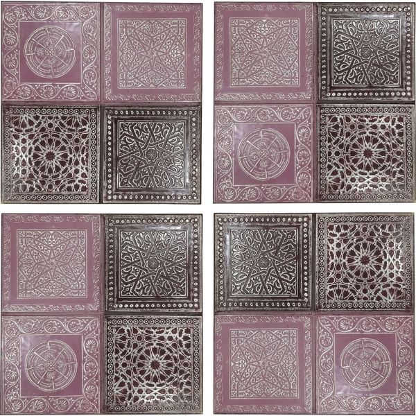 Set Di 4 Quadri Orientali Da Parete Decorazione Murale Sahra -3- 30Cm In Metallo-image