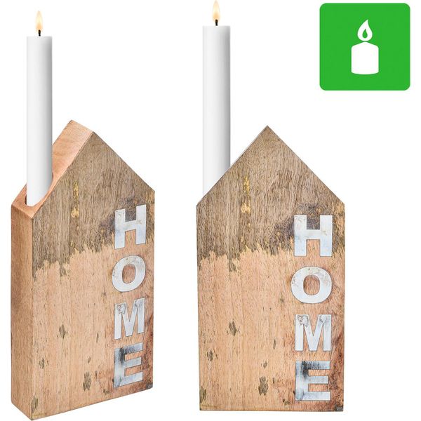 Set Di 2 Portacandele Decorativi In Legno Deco Modern Home-image