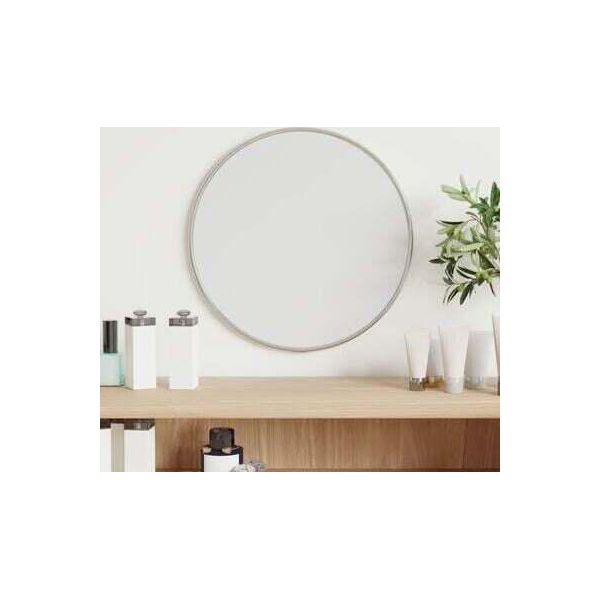 Specchio Da Parete Aiorber, A Parete, Rotondo, Cornice In Pvc, Robusto, Per Camera Da Letto, Corridoio, Soggiorno, Diametro 30 Cm, Argento-image