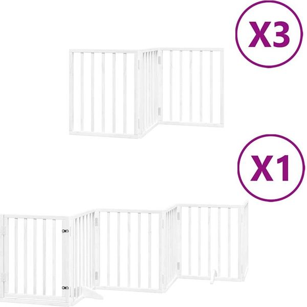Vidaxl Cancelletto Per Cani A 15 Pezzi Con Porta Pieghevole Bianco 750 Cm Legno Di Pioppo-image