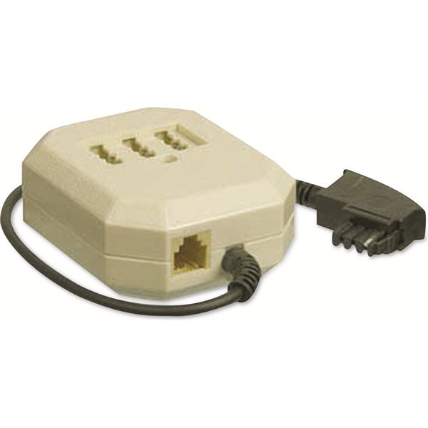 Goobay 50281 Scatola Di Prolunga TAE-F Nff, 0,2 M, Beige-Nero - Spina TAE-F > 3X Presa Tae N/F/F + Presa RJ11/RJ14 (6P4C)-image