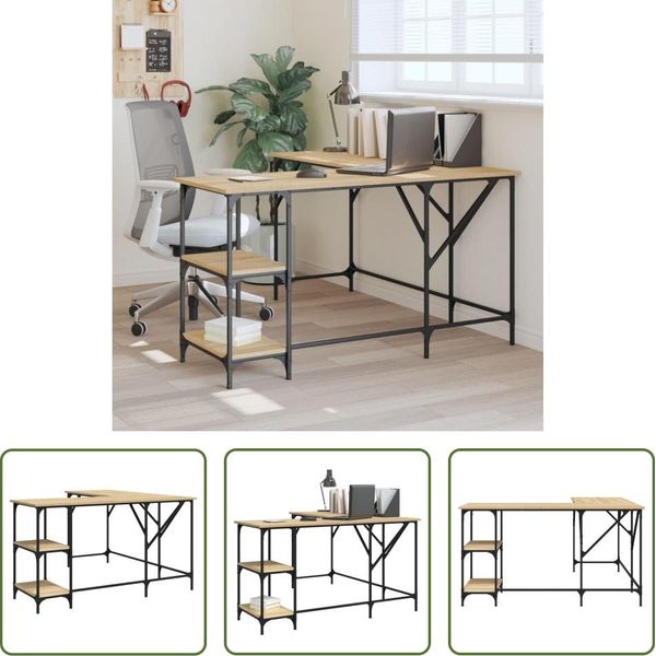 The Living Store Scrivania Rovere Sonoma 139X139X75 Cm Materiale A Base Di Legno-image