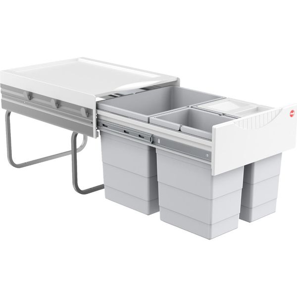 Cestino Hailo 3642131 Tandem Salvaspazio 2X 8,5 + 18 Litri Grigio Chiaro-image