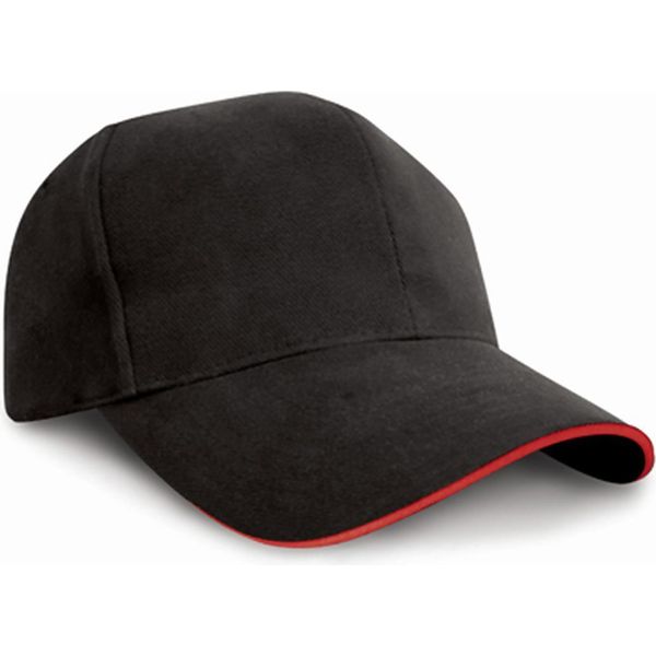 Result Headwear RC025P | Berretto / Cappello In Cotone Pesante Pro-Style - Colore: Nero/Rosso - Taglia: Unica-image