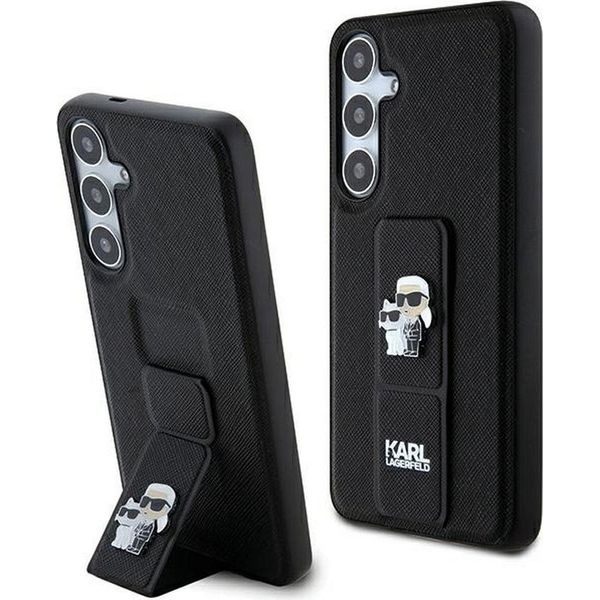 Karl Lagerfeld Klhcs24Sgsakcpk S24 S921 Czarny/Nero Custodia Rigida Gripstand Saffiano Karl&Choupette Spille-image