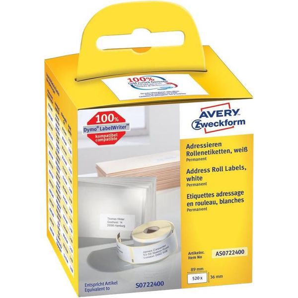 Avery Etichette In Rotolo Zweckform, 89 X 36 Mm, Bianco-image