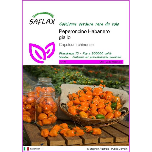 Saflax - Peperoncino Habanero Giallo - 10 Semi - Capsicum-image