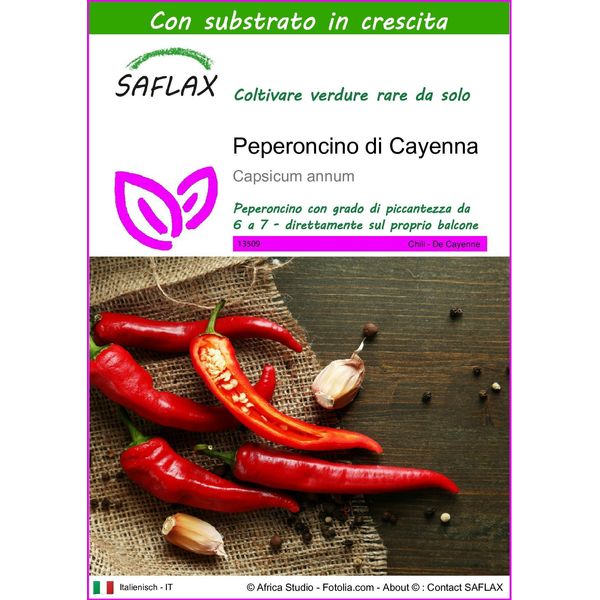 Saflax - Peperoncino Di Cayenna - 20 Semi - Con Substrato - Capsicum-image