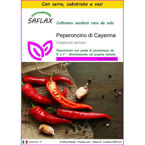 Saflax Insieme Di Coltivazione - Peperoncino Di Cayenna - 20 Semi - Capsicum-image