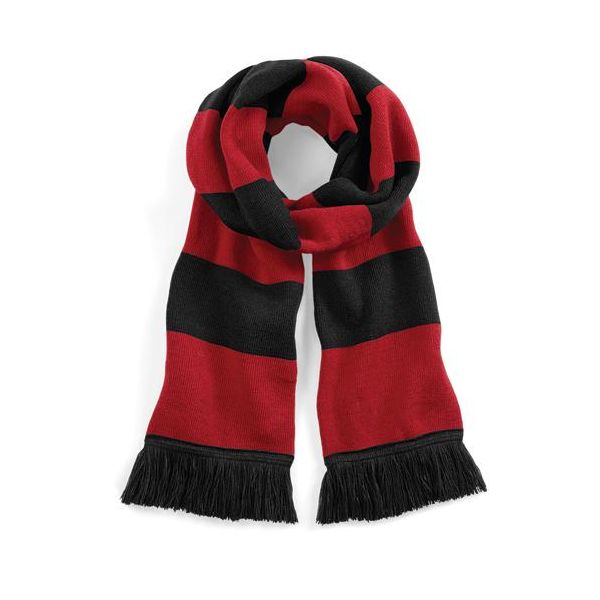 Beechfield B479 | Sciarpa Varsity / Sciarpa Invernale Da Uomo - Colore: Nero/Rosso Classico - Taglia: Unica-image