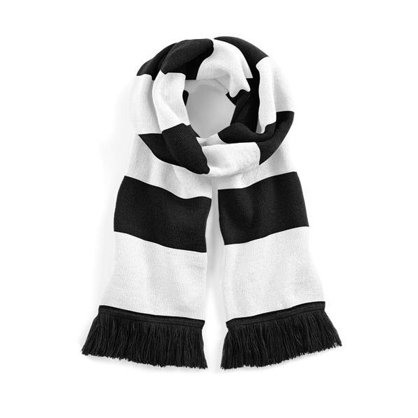 Beechfield B479 | Sciarpa Varsity / Sciarpa Invernale Da Uomo - Colore: Nero/Bianco - Taglia: Unica-image