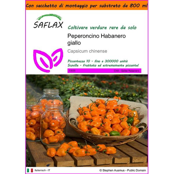 Saflax Garden In The Bag - Peperoncino Habanero Giallo - 10 Semi - Capsicum-image