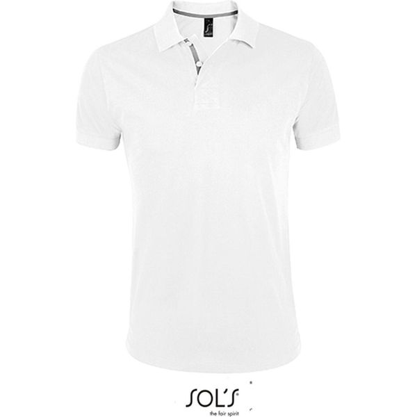 Sols 00574 | Polo Da Uomo Portland - Colore: Bianco/Grigio (Tinta Unita) - Taglia: L-image