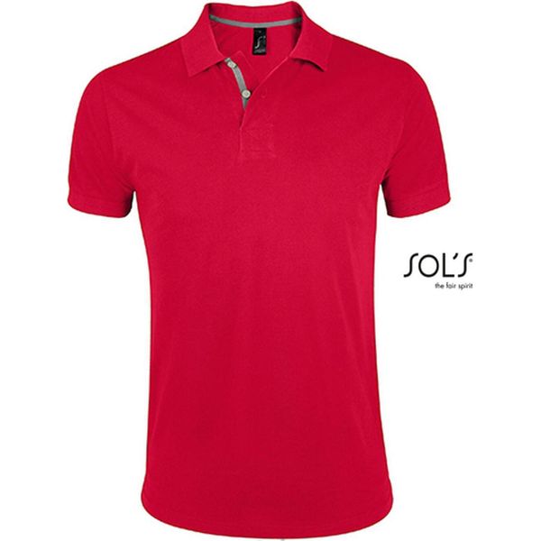 Sols 00574 | Polo Da Uomo Portland - Colore: Rosso/Grigio (Tinta Unita) - Taglia: L-image